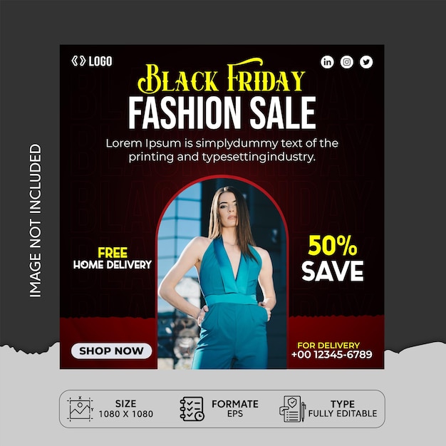 Black Friday Fashion Sale Social media post design