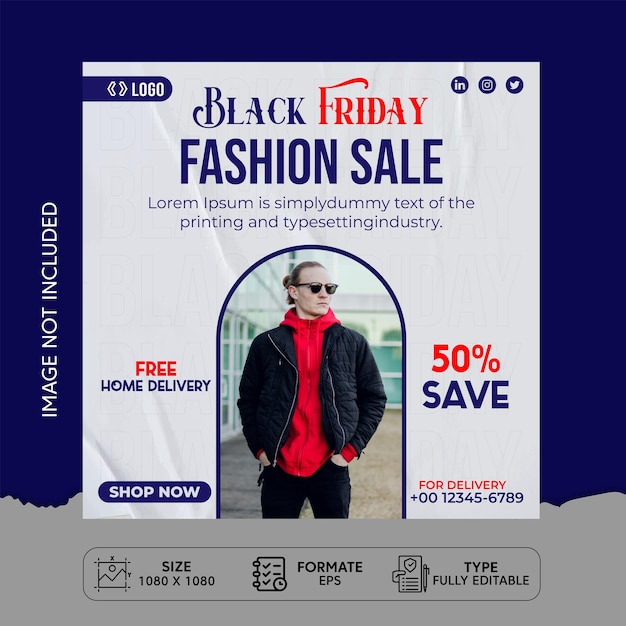 Black Friday Fashion Sale Social media post design