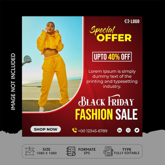 Black Friday Fashion Sale Social media post design