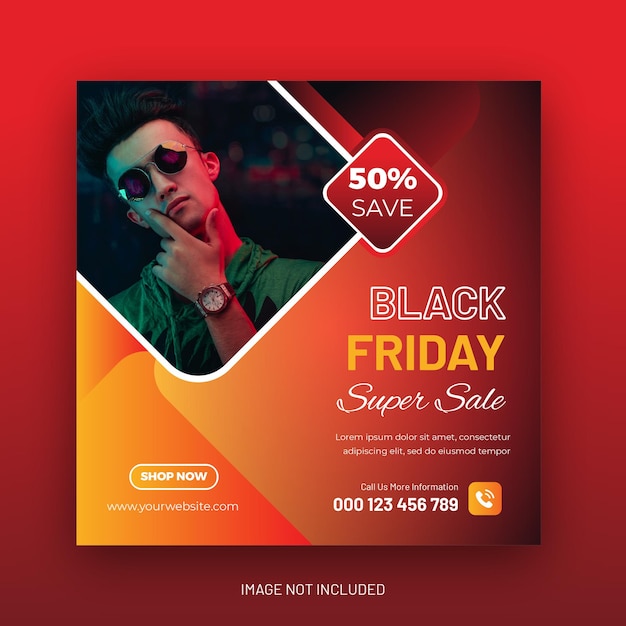 Black Friday Fashion Sale Social Media Post Web Banner Template