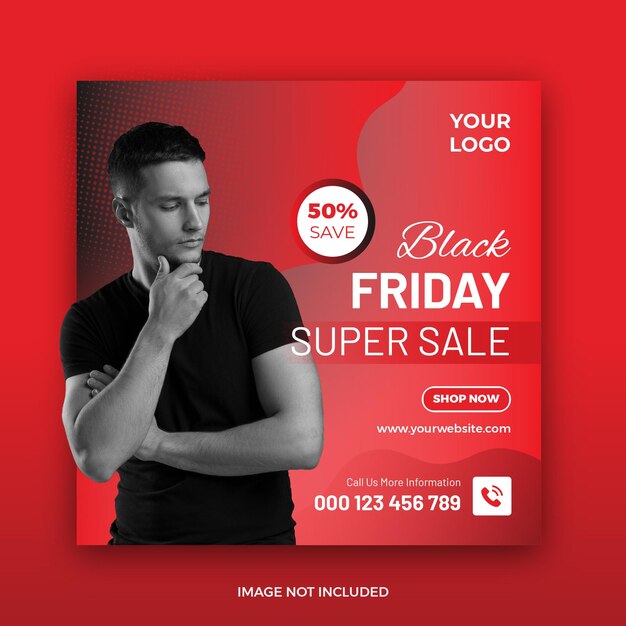 Black Friday Fashion Sale Social Media Post Web Banner Template