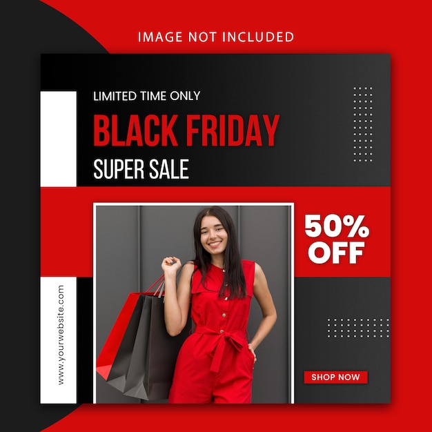 Black friday fashion social media post template and website banner design