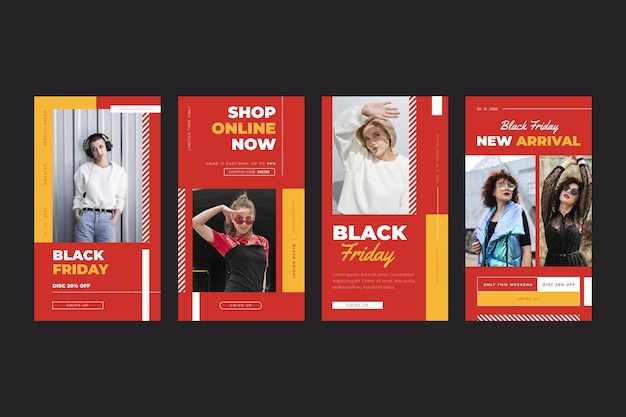 Black friday flat design instagram stories