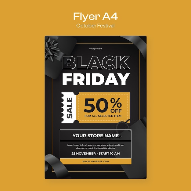 Vector black friday flyer gold