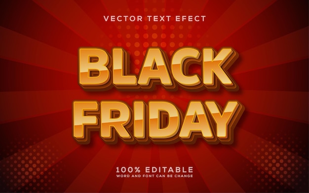 Black friday gold editable 3D style vector text effect