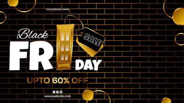 Black friday golden banner with shop design