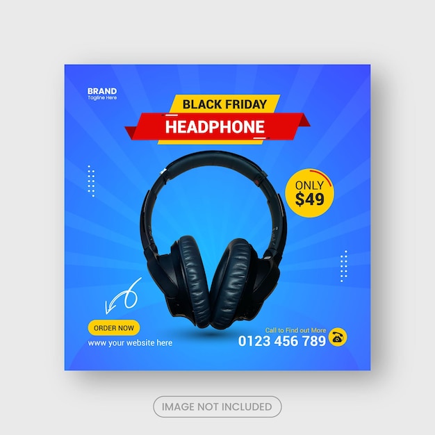 Black Friday Headphone Social Media Post  or Instagram banner Templates