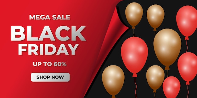 Black friday horizontal sale banner illustration