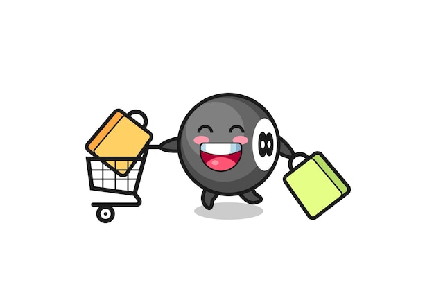 Black Friday illustration with cute 8 ball billiard mascot , cute style design for t shirt, sticker, logo element