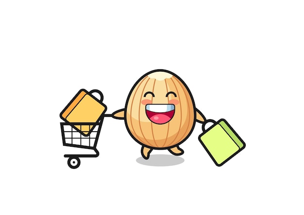 Black Friday illustration with cute almond mascot