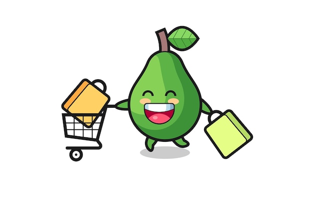 Black Friday illustration with cute avocado mascot