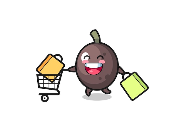 Black Friday illustration with cute black olive mascot