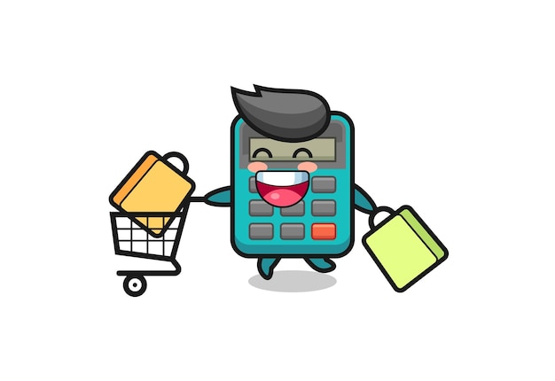 Black Friday illustration with cute calculator mascot