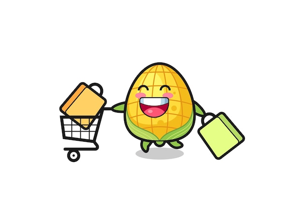 Black Friday illustration with cute corn mascot , cute style design for t shirt, sticker, logo element