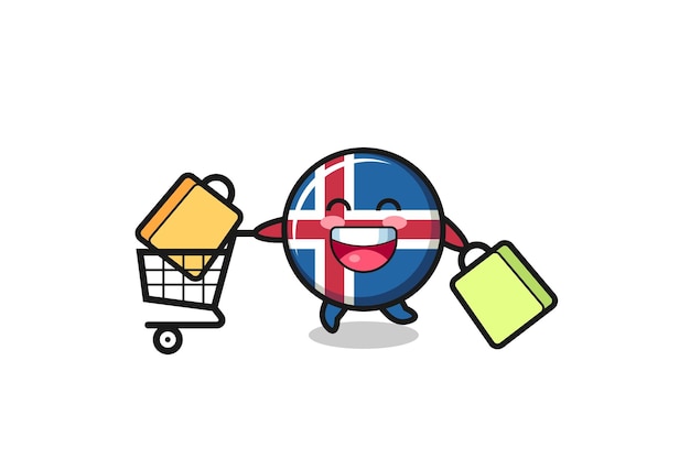 Black Friday illustration with cute iceland flag mascot