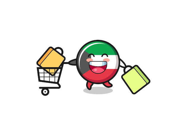 Black Friday illustration with cute kuwait flag mascot cute design