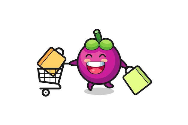 Black Friday illustration with cute mangosteen mascot , cute style design for t shirt, sticker, logo element