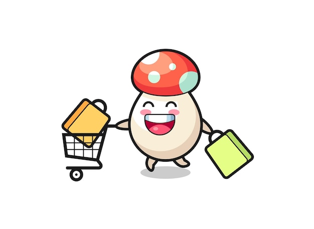 Black Friday illustration with cute mushroom mascot , cute style design for t shirt, sticker, logo element