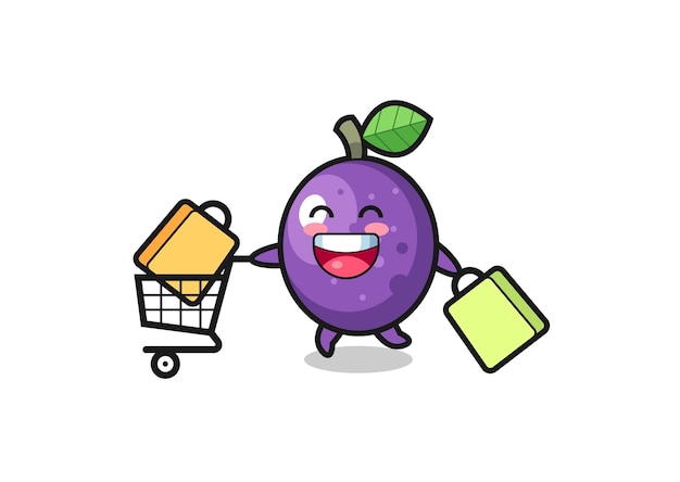 Black Friday illustration with cute passion fruit mascot