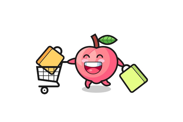 Black Friday illustration with cute peach mascot , cute style design for t shirt, sticker, logo element