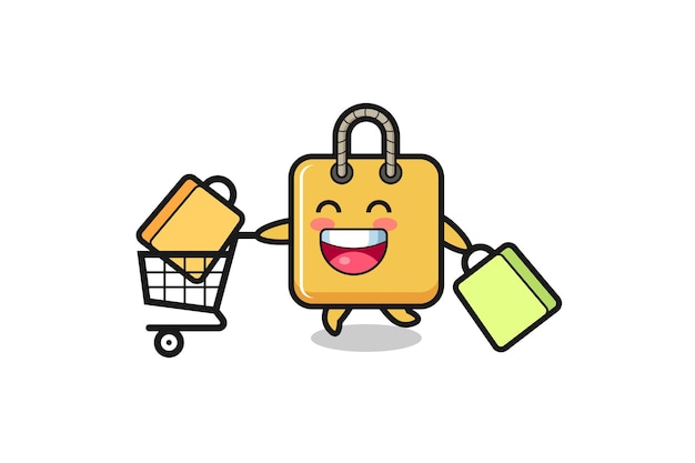 Black Friday illustration with cute shopping bag mascot , cute style design for t shirt, sticker, logo element