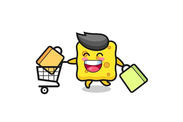 Black Friday illustration with cute sponge mascot