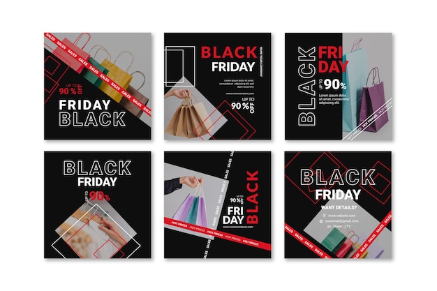 Vector black friday instagram post collection