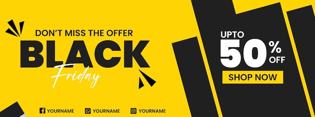 Vector black friday mega discount promotion facebook cover linkedin banner