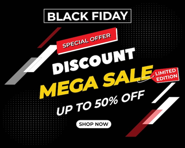 black friday mega sale special discount promotion banner. black friday discount banner