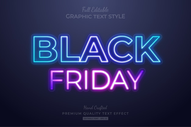 Black Friday Neon Editable Text Style Effect