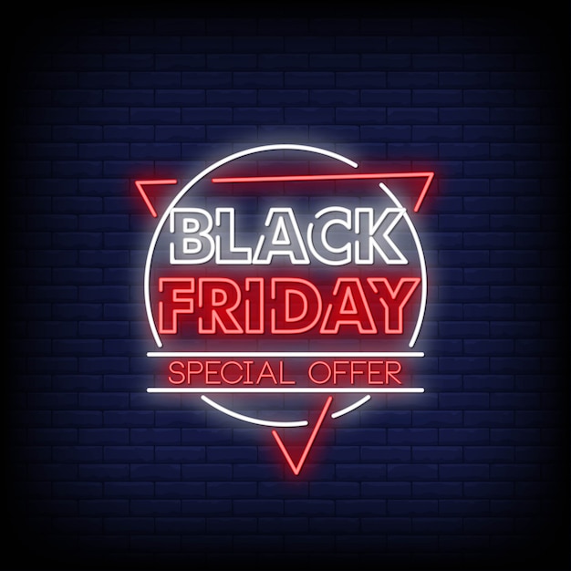 Black Friday neon signs style text vector