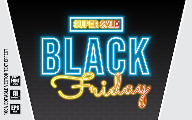 Black Friday Neon Text Effect Promotion