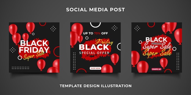 Black friday post instagram poster promotion template design