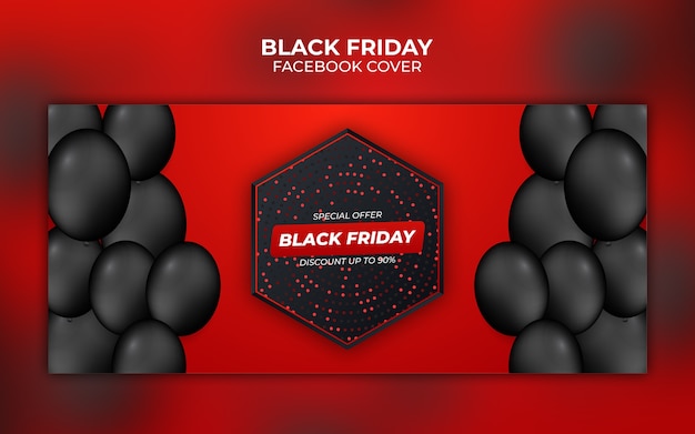 Black friday red and black gradient facebook cover banner