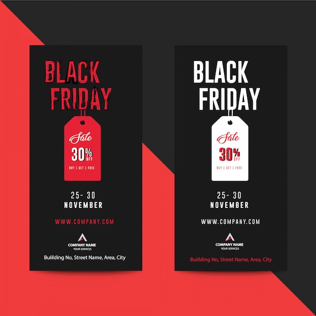 Black Friday Sale Ad Banner Flyer Black and Red Grunge