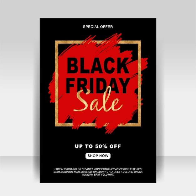 black friday sale ad flyer banner with splash brush