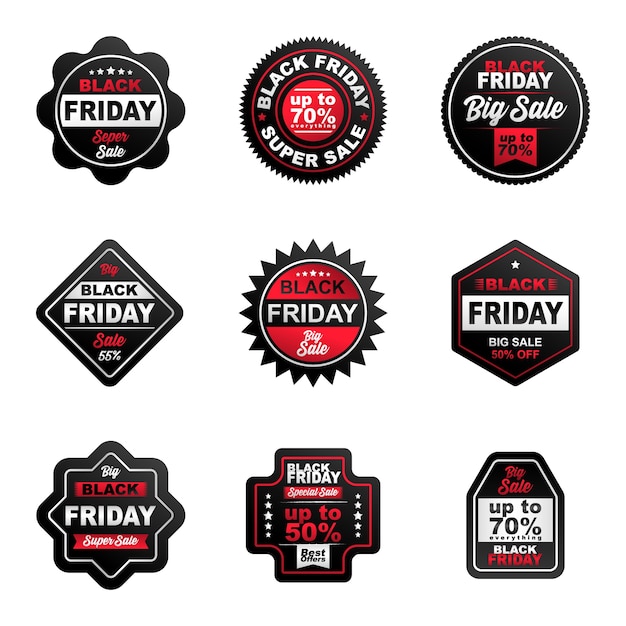 Black friday sale badges set colorful