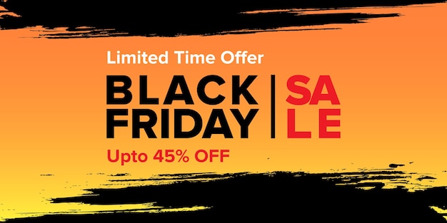 Black Friday Sale Banner Design with abstract brush stroke background