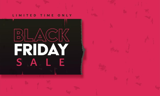 Black Friday Sale Banner Design With Torn Paper On Red Grunge Texture Background