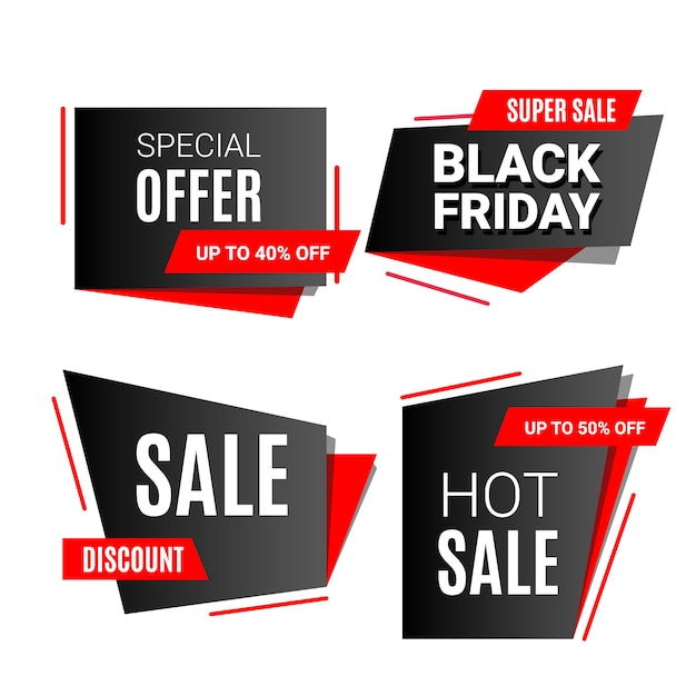 Black friday sale banner discount set with text isolated on white .  illustration