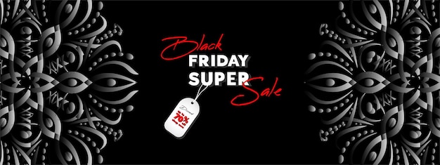 Black Friday Sale banner flyer Text and ornament on black background Vector illustration for you business