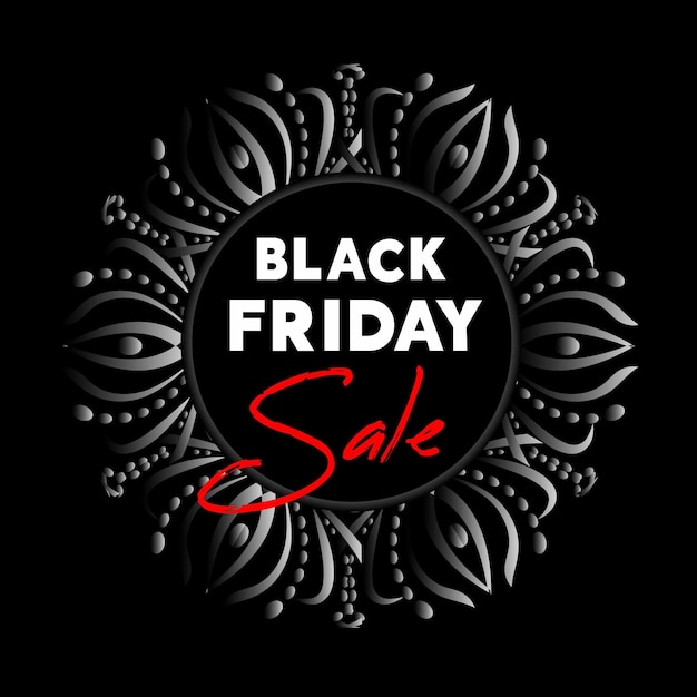 Black Friday Sale banner flyer Text and ornament on black background