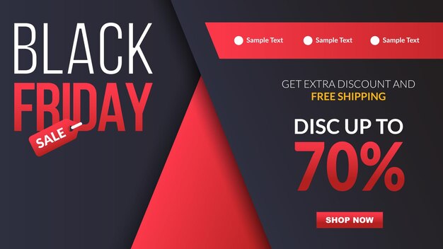 Black friday sale banner layout for promotion template design in vector illustration style