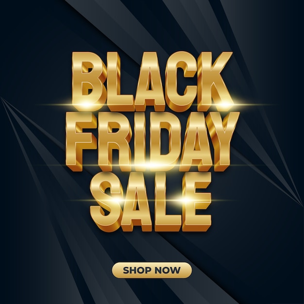 Black Friday sale banner with 3d gold text