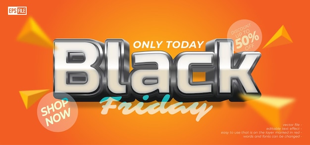 Black friday sale banner with 3D style editable text effect