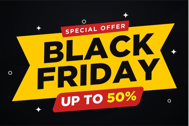 Black friday sale banner with discount details  