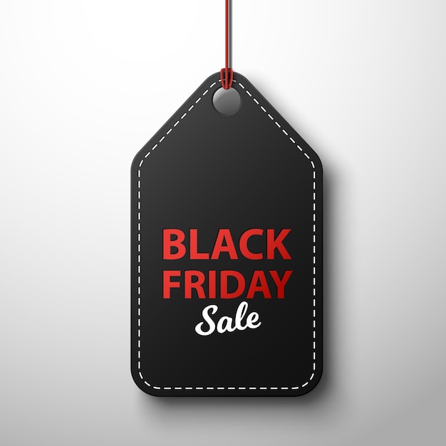 Black friday sale black label, isolated in white background.