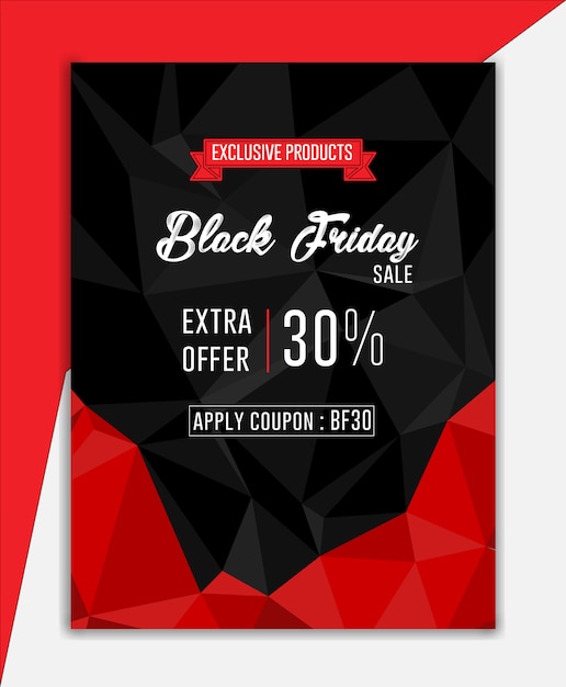 Black Friday Sale Black and Red Ad Banner Flyer