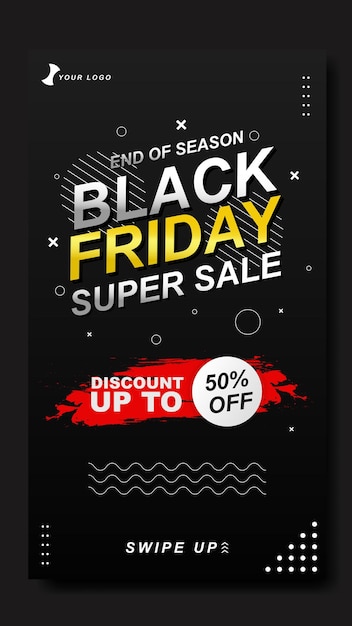 Vector black friday sale design social media story ads or roll banner posters vector illustration