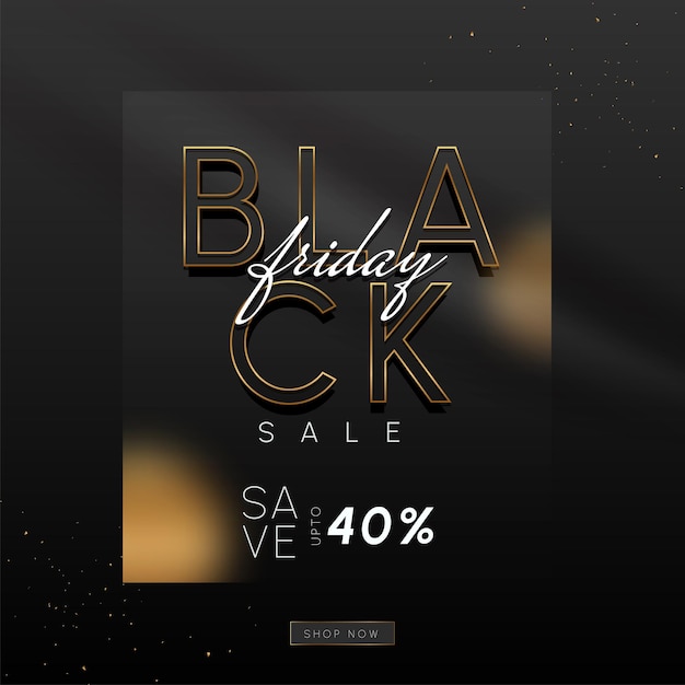 Black Friday Sale design with black and golden typography and gradient effect